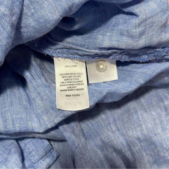 Jones & co 100% linen sleeveless blue casual baggy button down shirt size medium - Picture 2 of 8